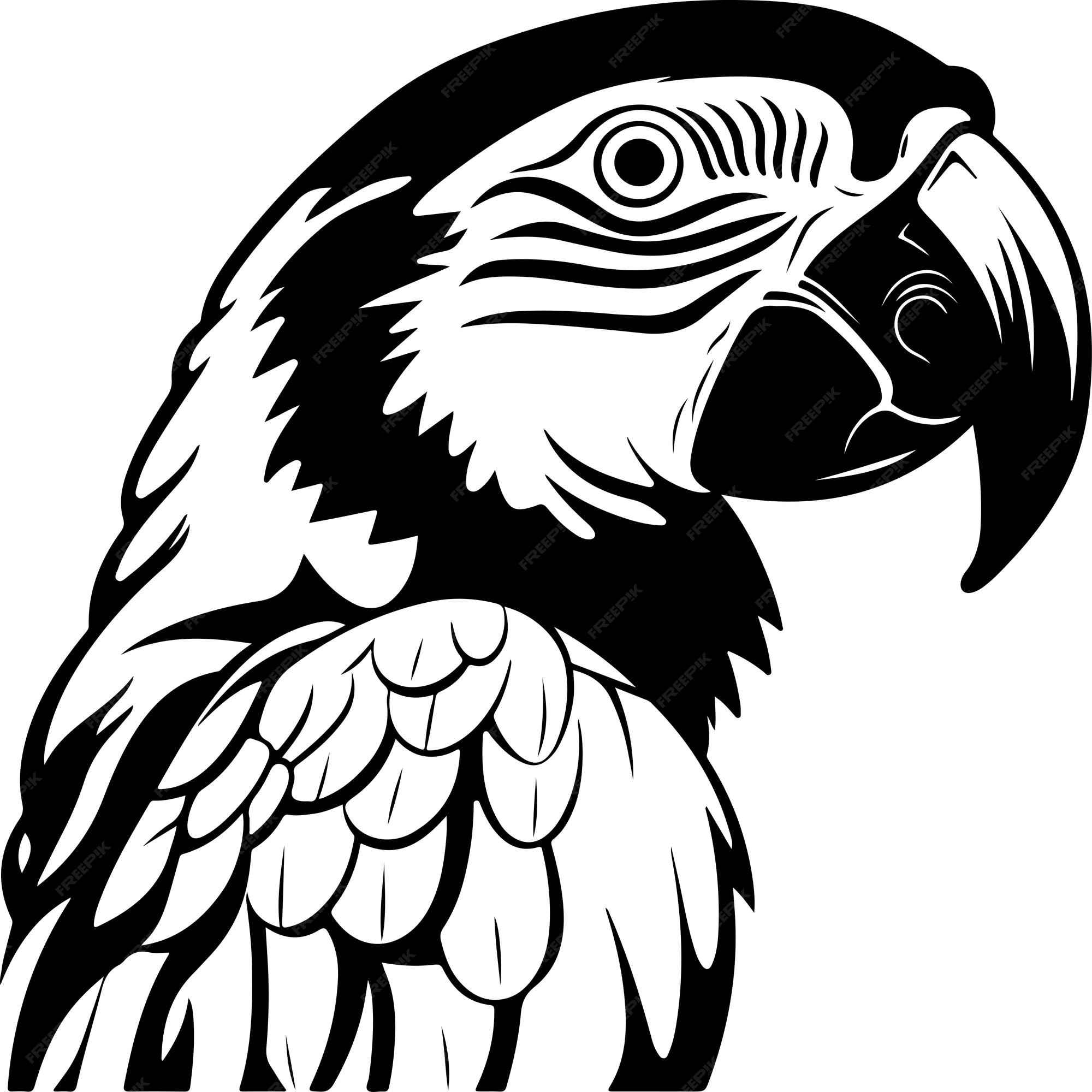 Premium vector simple parrot coloring page