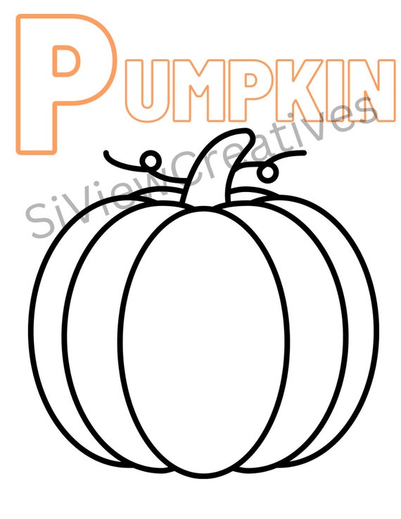 P is for pumpkin coloring page