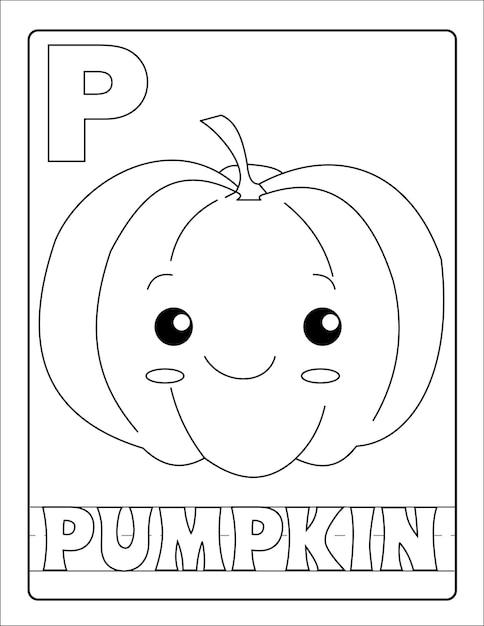 Premium vector vector illustration of cute pumpkin for coloring book