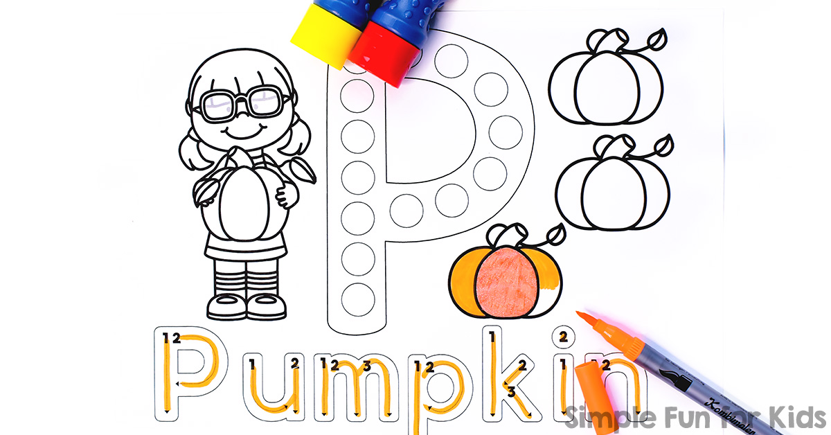P is for pumpkin dot marker coloring pages