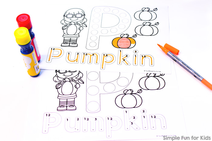 P is for pumpkin dot marker coloring pages