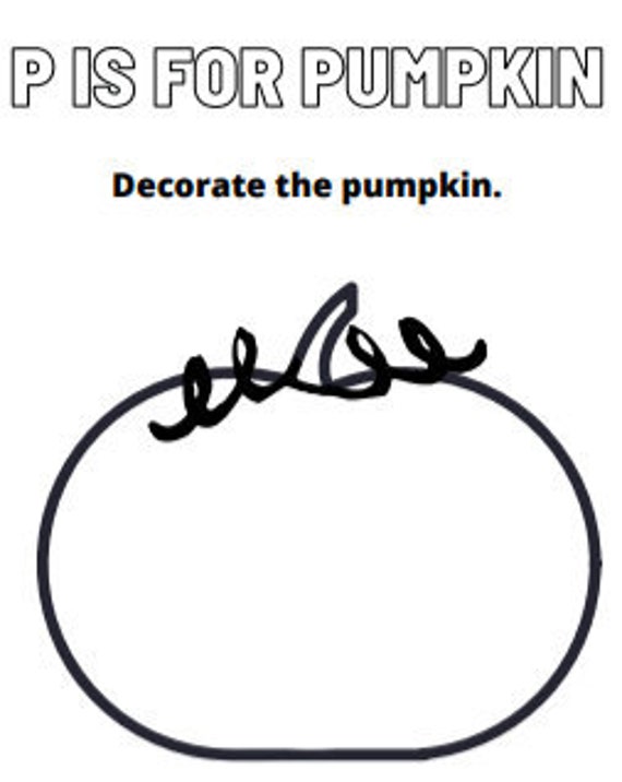 P is for pumpkin coloring page