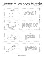 Letter p puzzle coloring page