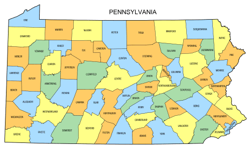 Pennsylvania county map printable state map with county lines â diy projects patterns monograms designs templates