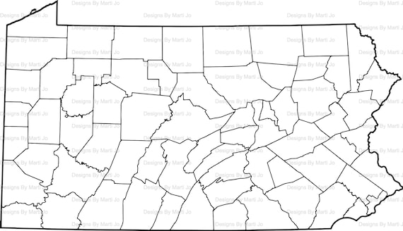 Printable pennsylvania map printable pa county map digital download pdf map
