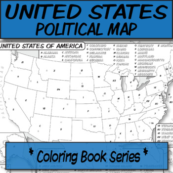Blank united states political map coloring book series by the human imprint