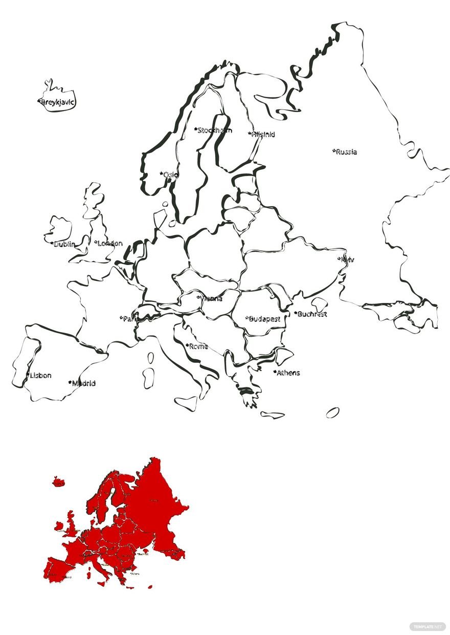 Free europe map capitals coloring page