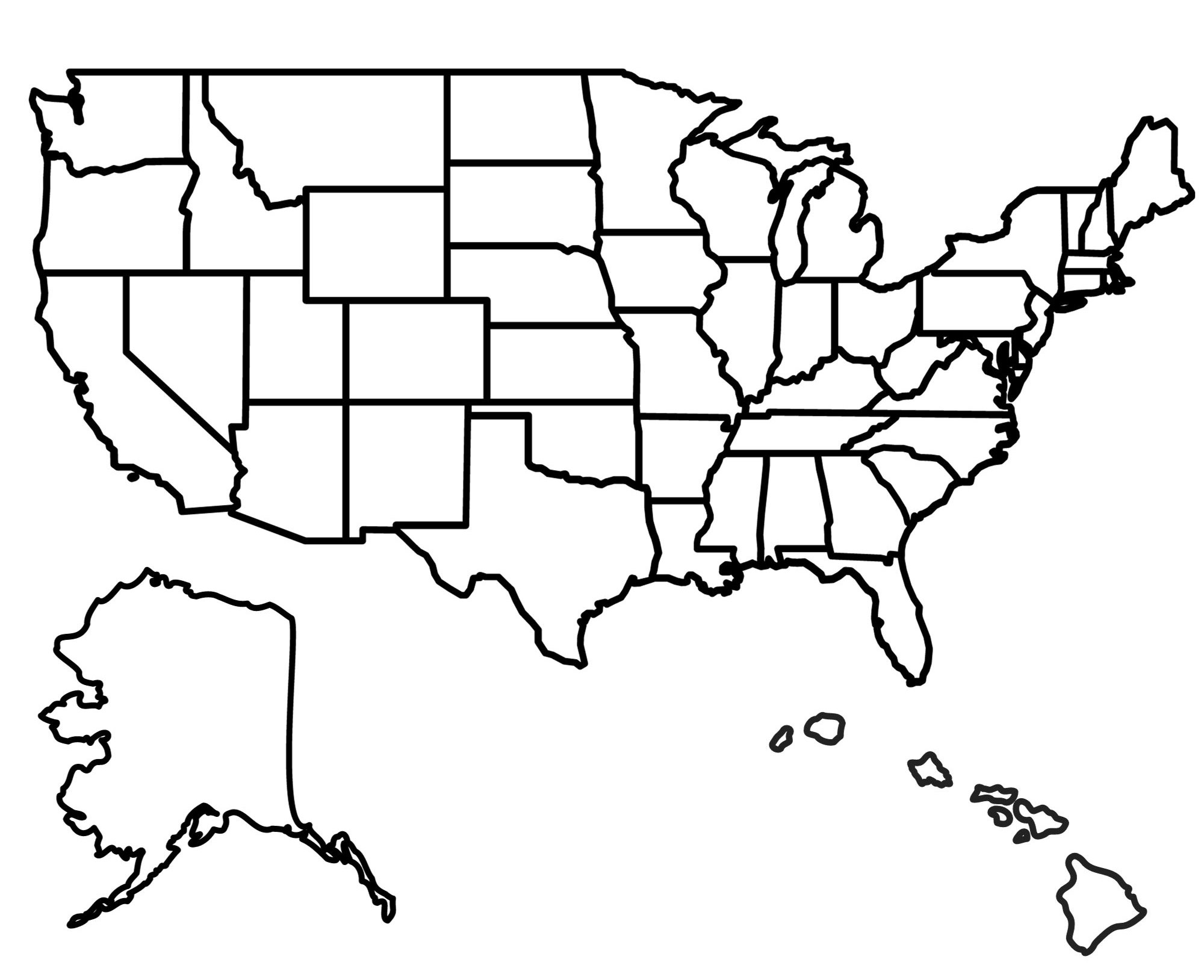 State outlines blank maps of the united states