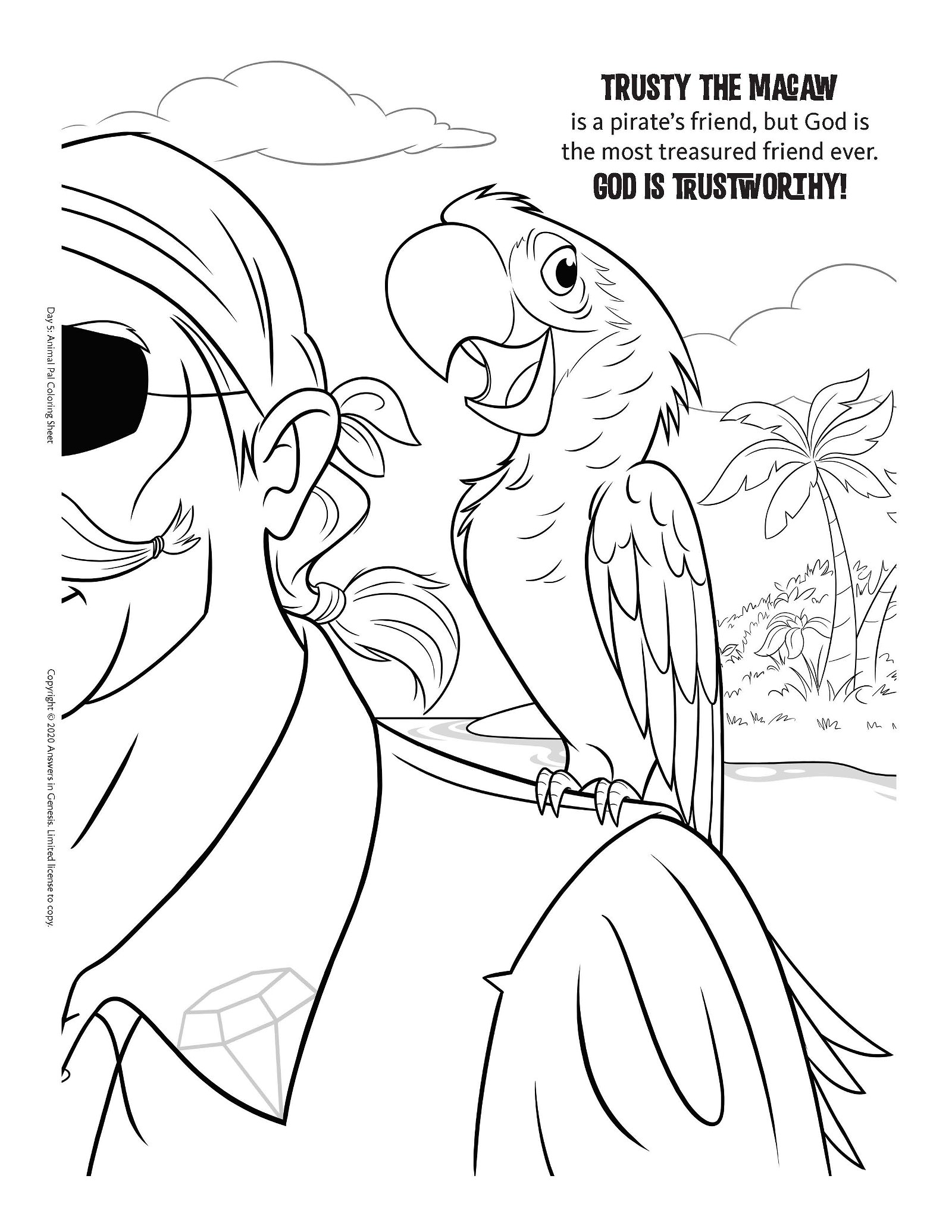 Trusty the macaw kids coloring activity kids answers