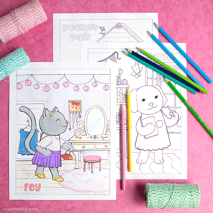 Print a set of pocket pal coloring pages for your kids