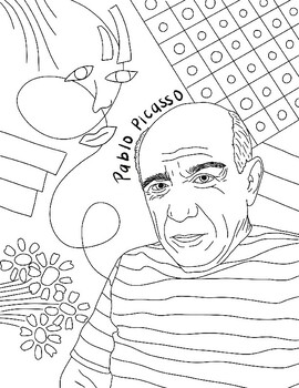 Pablo picasso art history artist coloring page by elementary art with sarah