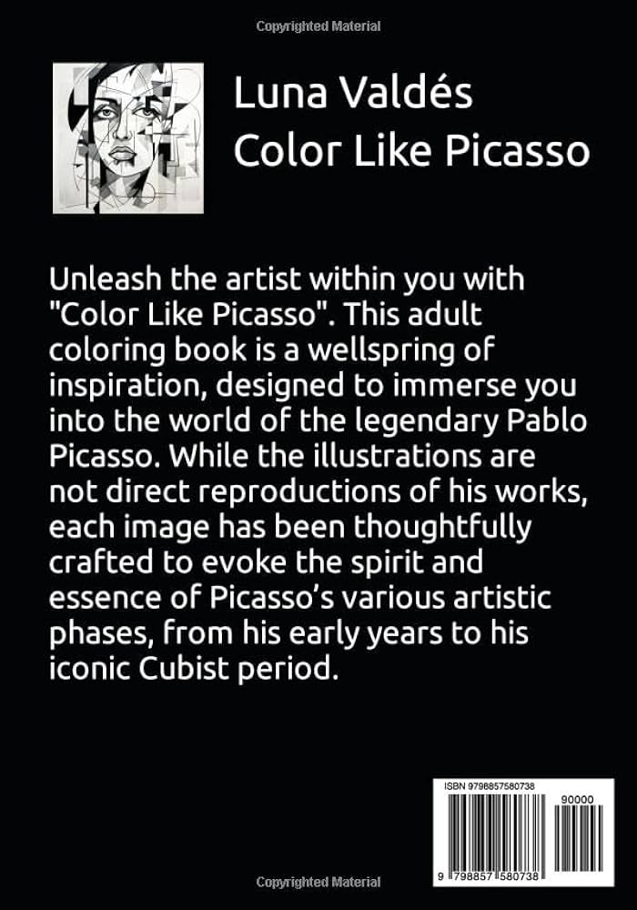 Color like picasso coloring book for adults in the style of pablo picasso images to color art in your hands clection valdãs luna books