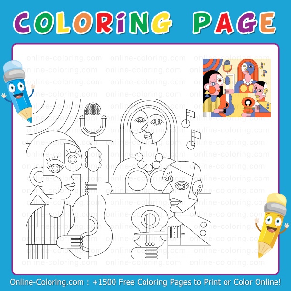 Cubism art pablo picasso style free online coloring page