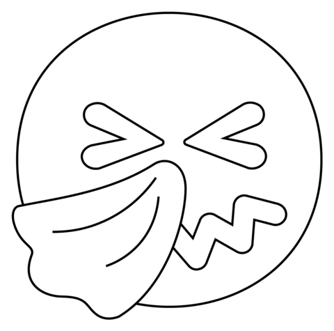 Sneezing face emoji coloring page free printable coloring pages