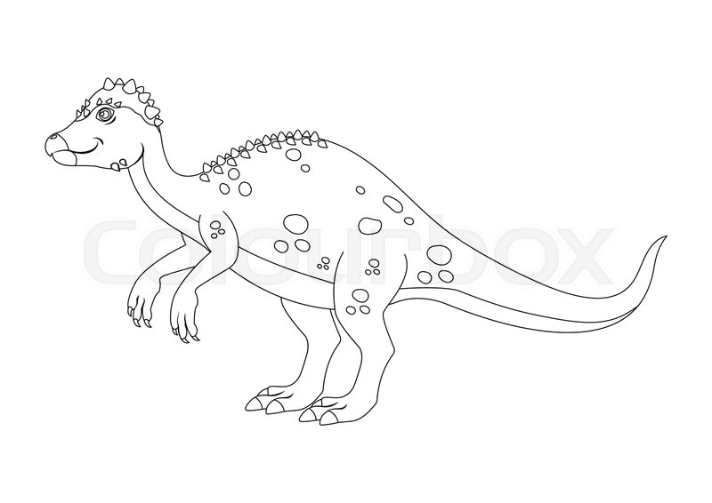 Black and white pachycephalosaurus dinosaur cartoon character vector coloring page of a pachycephalosaurus dinosaur stock vector
