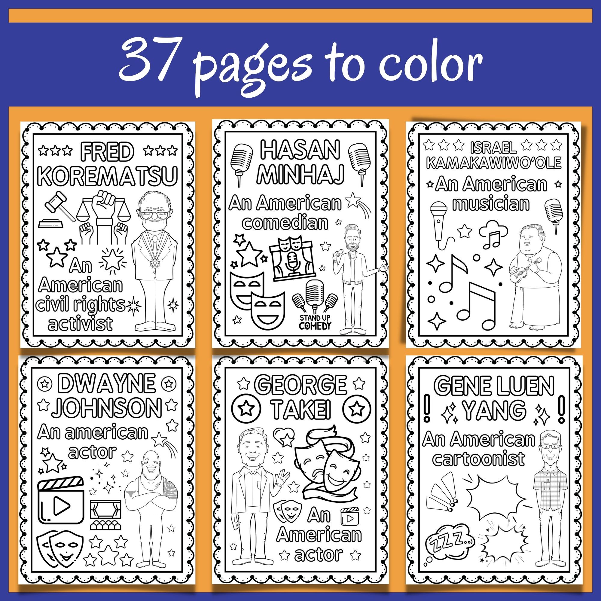 Aapi heritage month coloring pages activities famous aapi coloring pages made by teachers