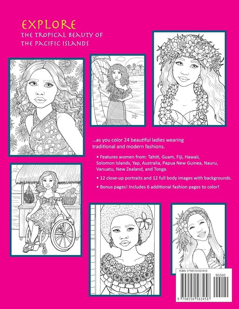 Island fashions a fashion coloring book featuring beautiful women from the pacific islands around the world fashions murray diana books