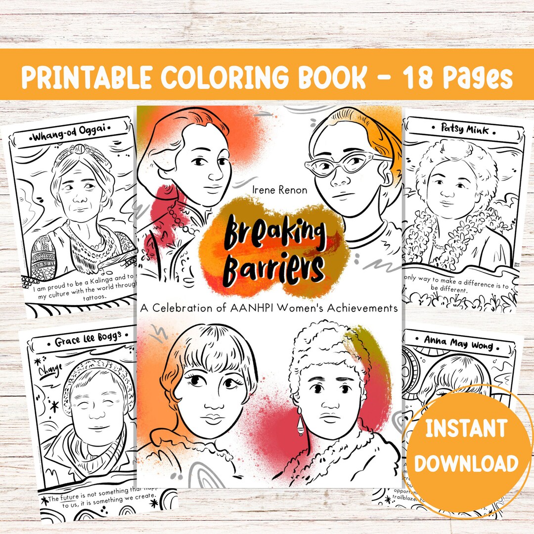 Coloring book aanhpi asian american pacific islander coloring sheet aapi heritage month aapi month asian leader female icon colouring page