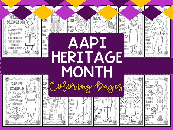 Printable asian american pacific islander heritage month coloring pages aapi heritage month coloring sheets digital download