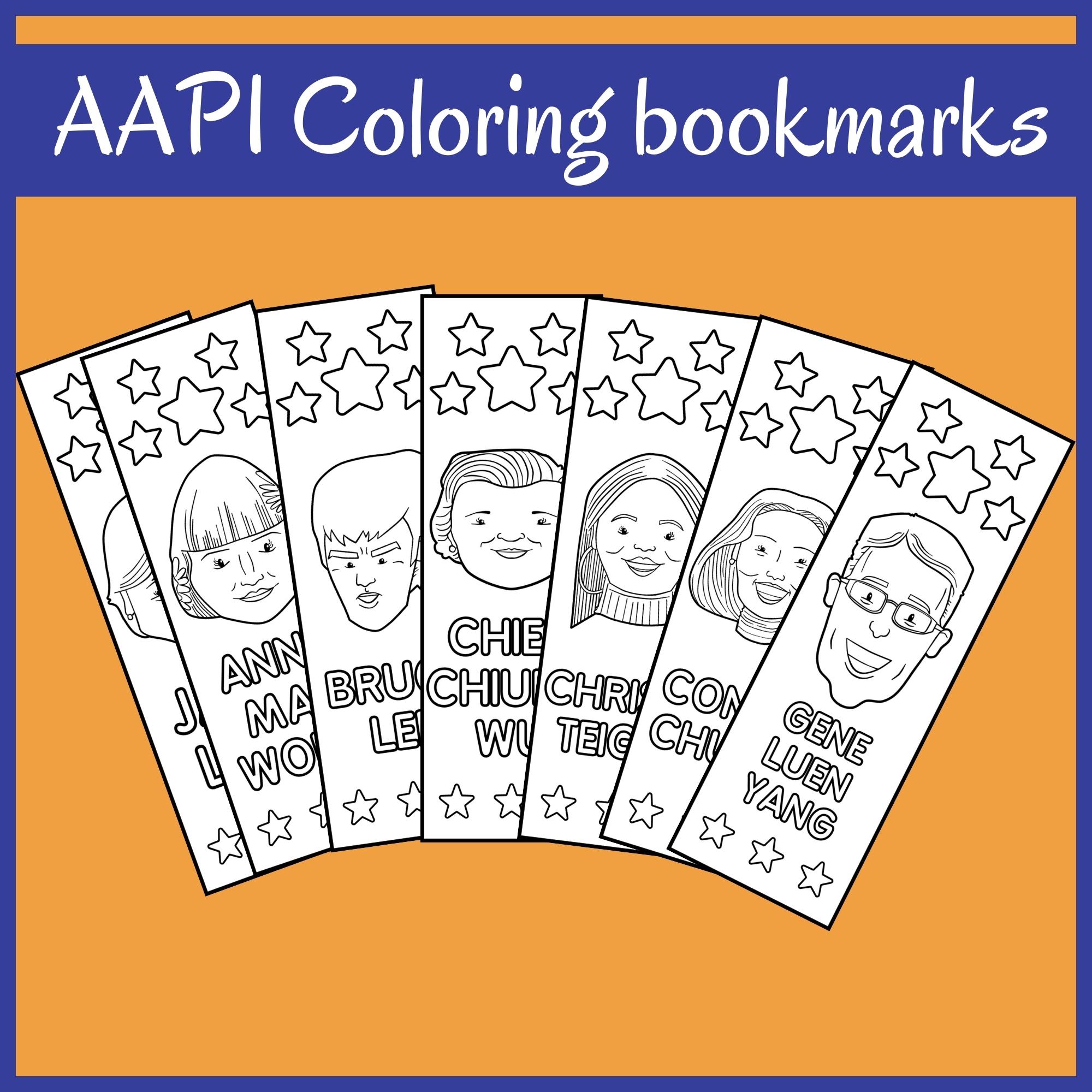 Asian american leaders coloring bookmarks aapi heritage month coloring bookmarks made by teachers
