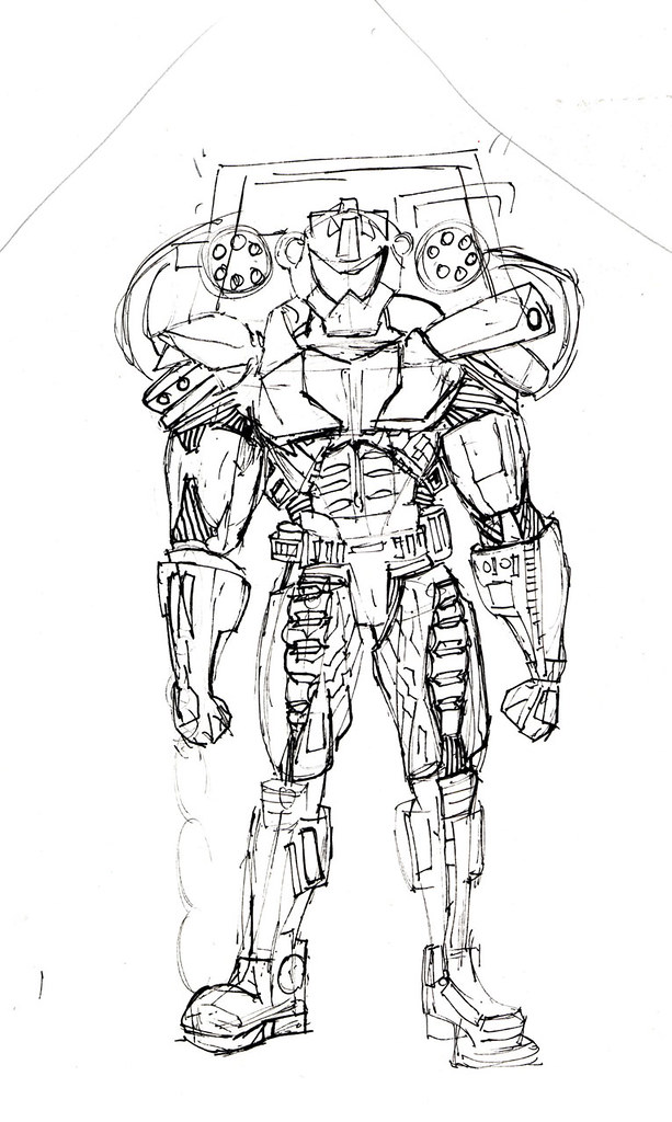 Nano soldier mini gun technical pen on paper min sketâ