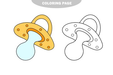 Premium vector simple coloring page pacifier for baby coloring book worksheet game for kids