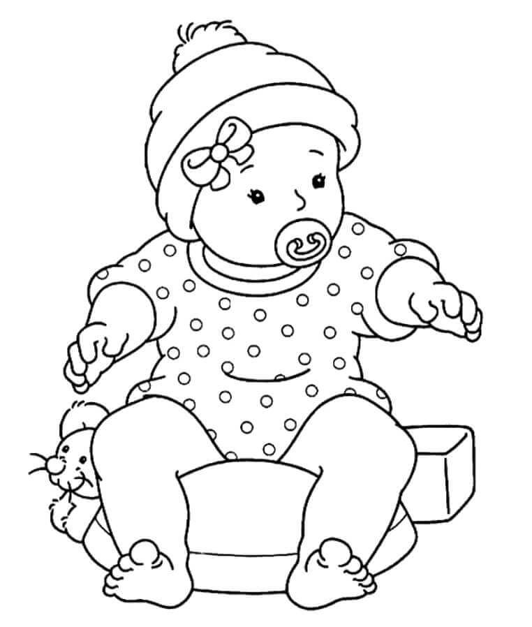 Baby with a pacifier coloring page baby coloring pages cute coloring pages coloring pages for boys