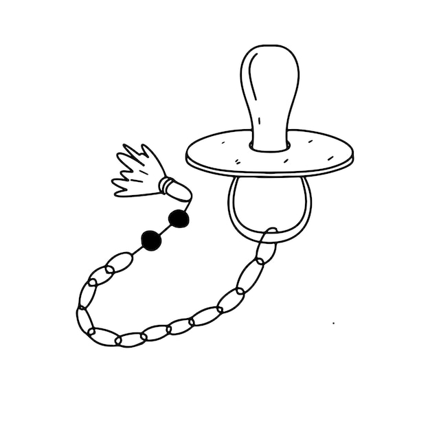 Premium vector baby pacifier in hand drawn doodle style vector illustration baby element coloring book