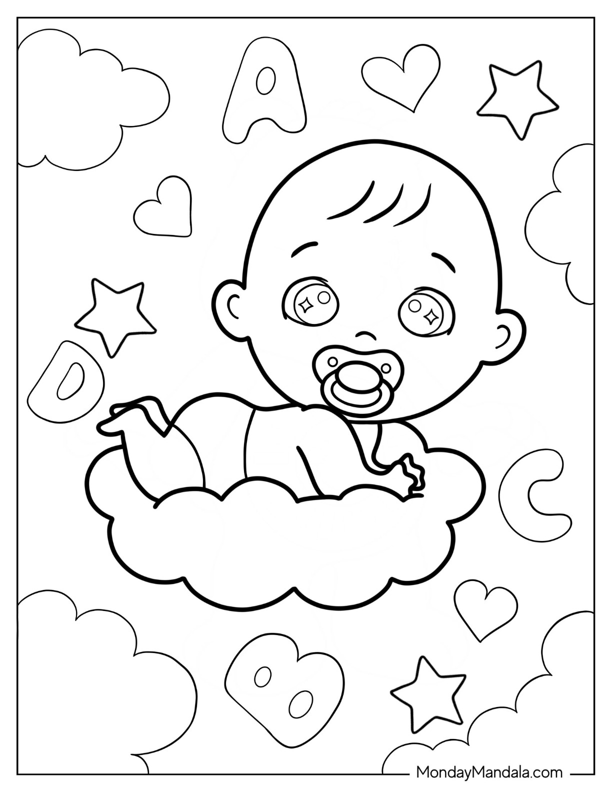 Baby coloring pages free pdf printables