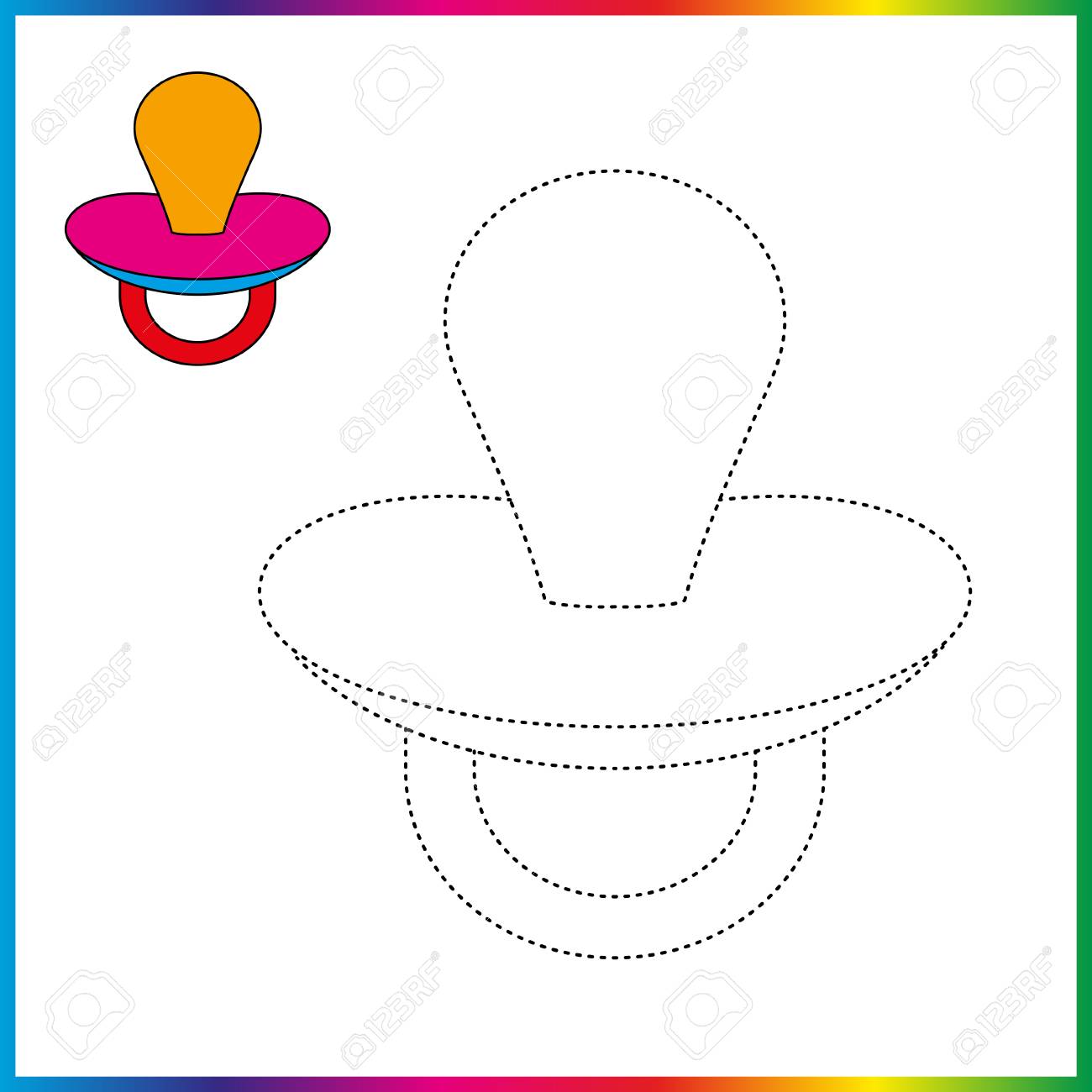 Pacifier connect the dots and coloring page worksheet