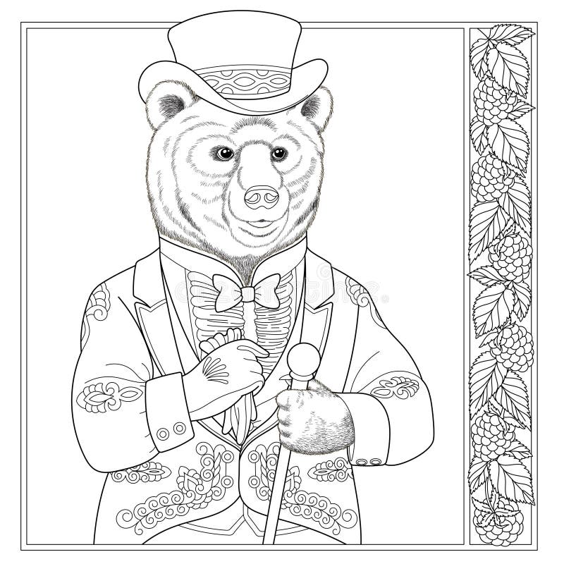 Bear coloring book page stock vector illustration of adult