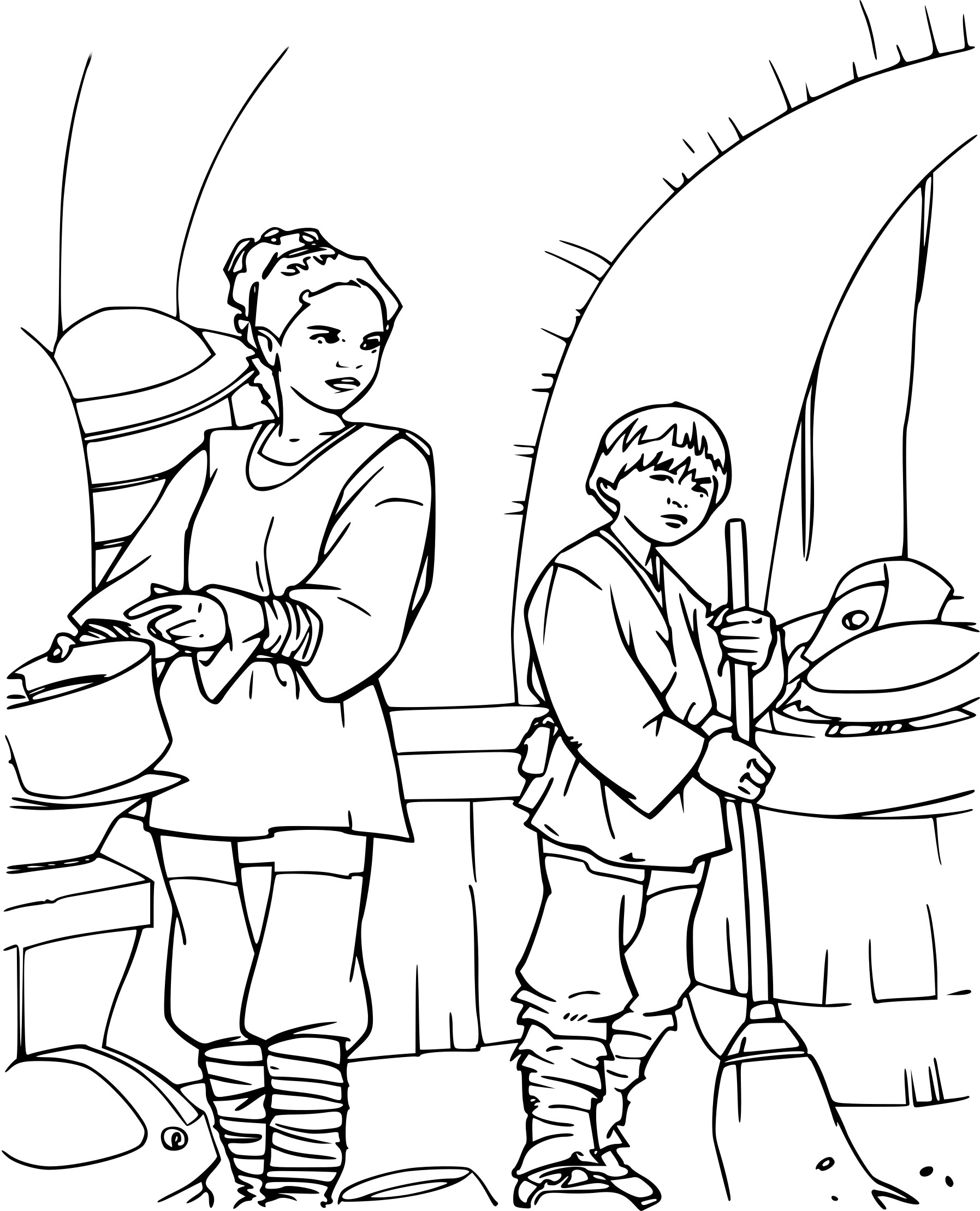 Padme and anakin coloring page