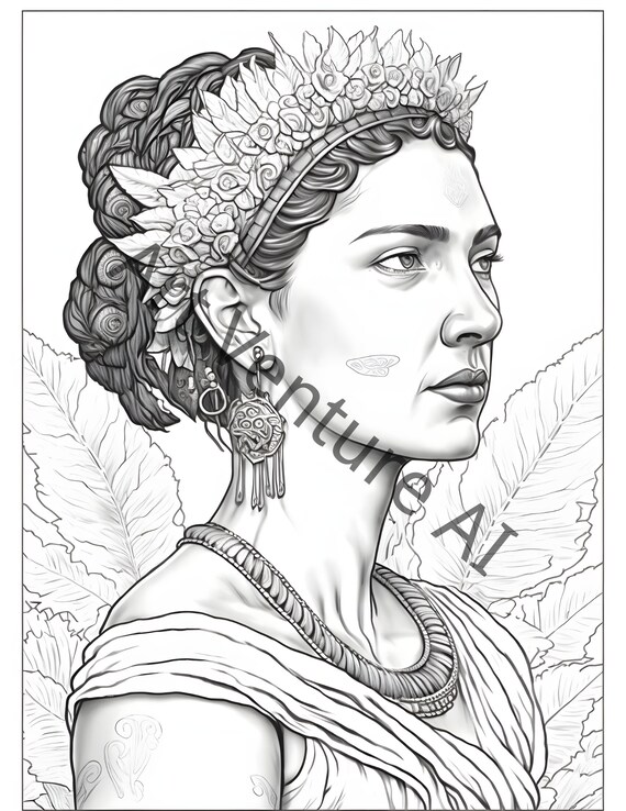 Grayscale aztec queen coloring book set printable adult coloring pages download grayscale illustration printable pdf file ai