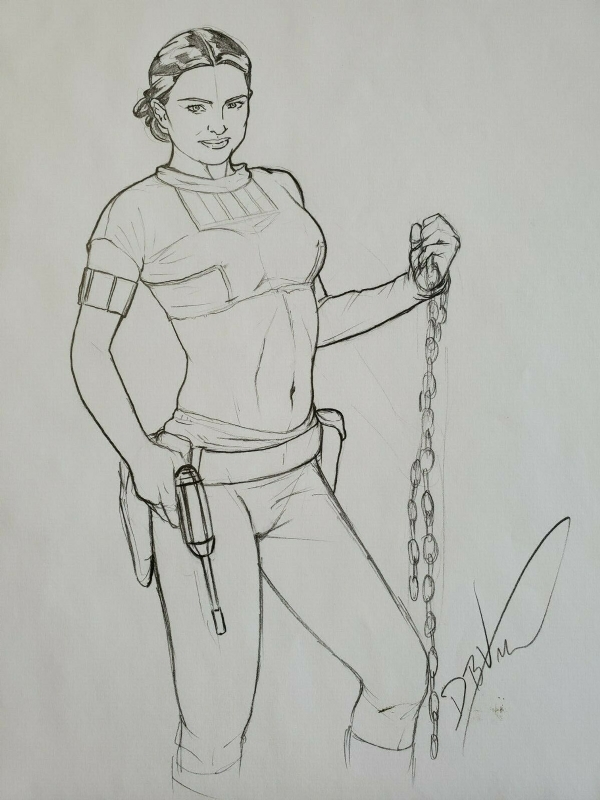 Padme skywalker from star wars ii attack of the clones in john forresters sketch art ic art gallery room