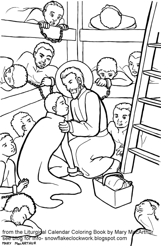 Snowflake clockwork st peter claver coloring page