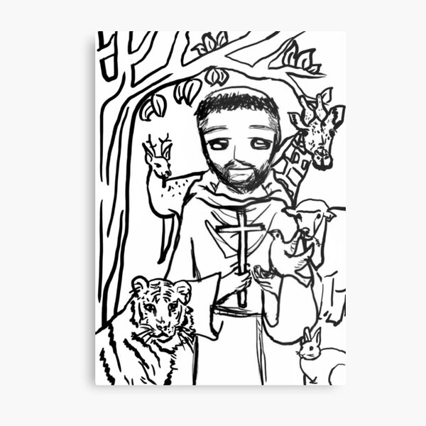 St padre pio digital cartoon sketch metal print for sale by katherineliart