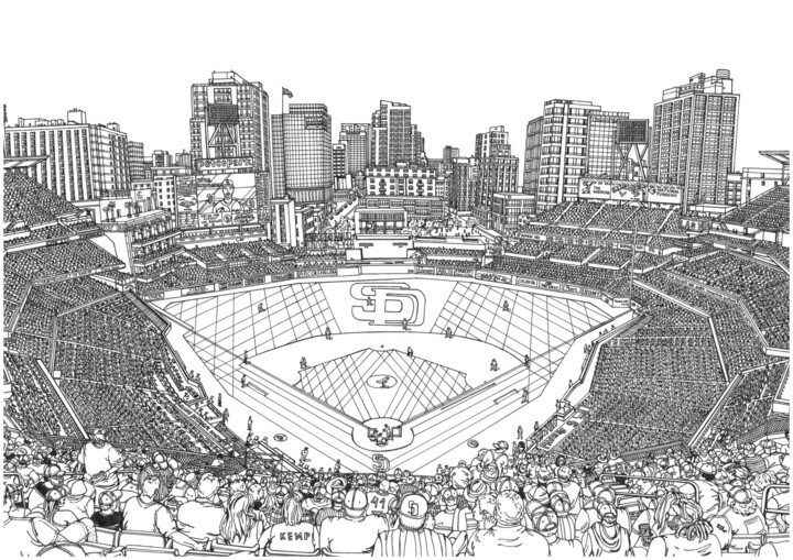 San diego padres stadium drawing by lera ryazanceva