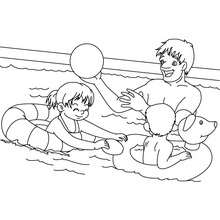 Dad playing with kids coloring pages