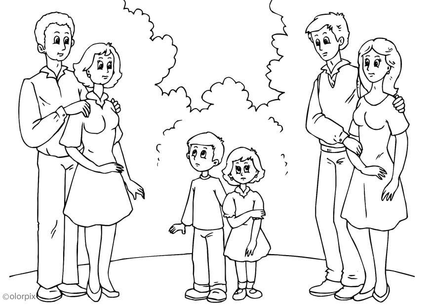 Coloring page parents with new partners
