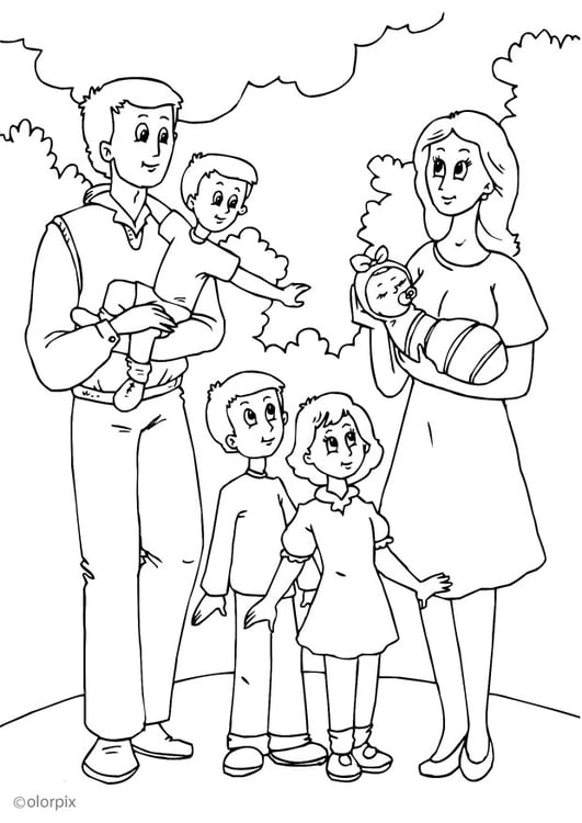 Coloring page fathers new family