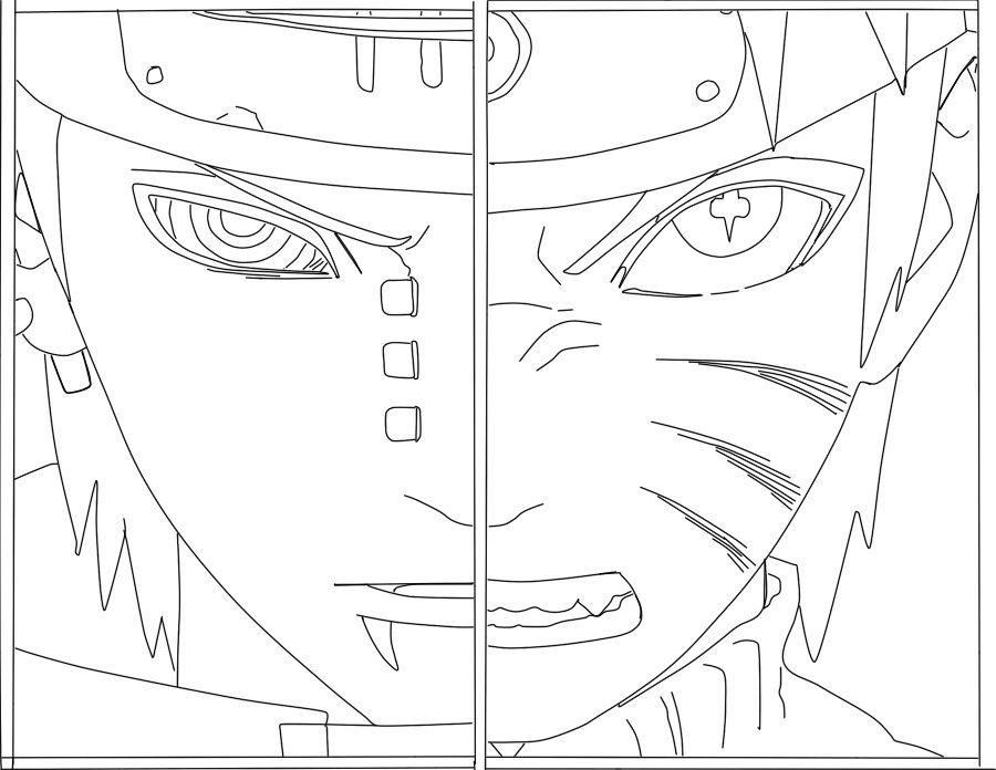 Naruto vs pain lineart by lulumgreat on