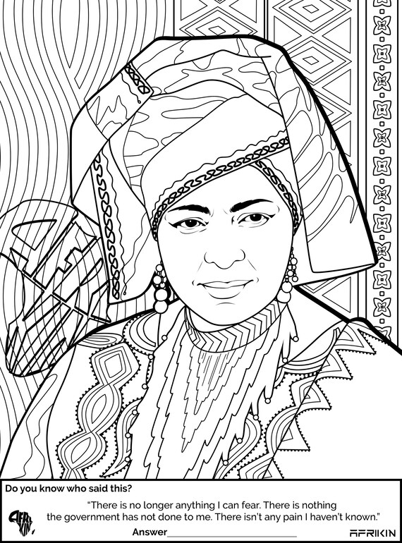 Adult coloring page instant download printable black african icons of our afrikin icon