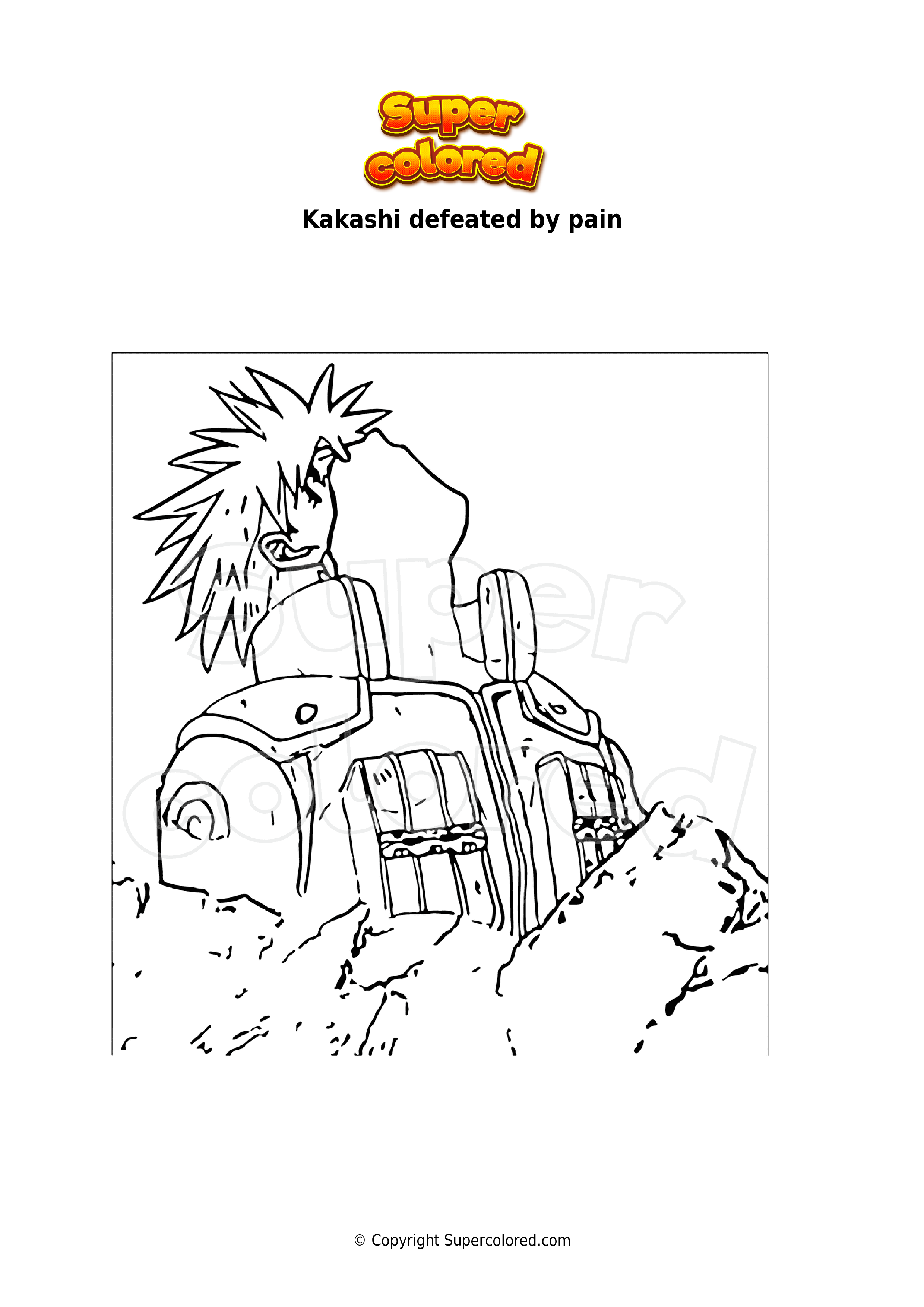 Coloring page kakashi defeated by pain