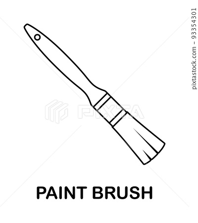 Coloring page with paint brush for kids