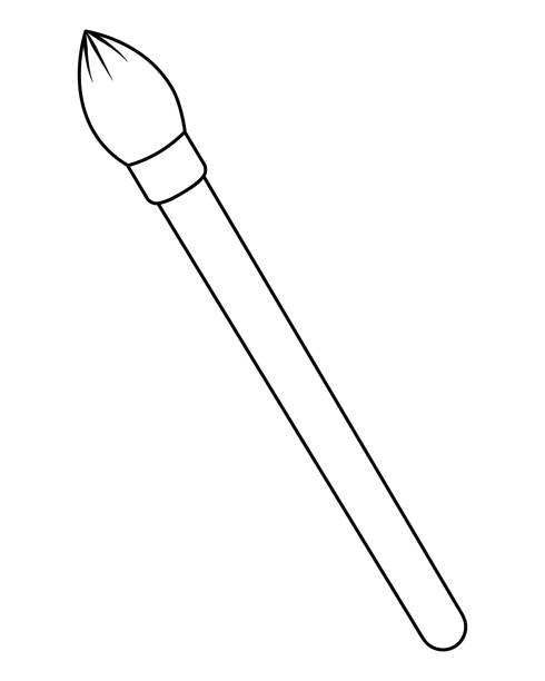 Paint brush sketch of a brush with stiff bristles art tool for coloring in doodle style stock illustration