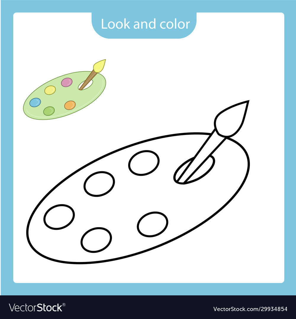 Coloring page outline brush and paint royalty free vector