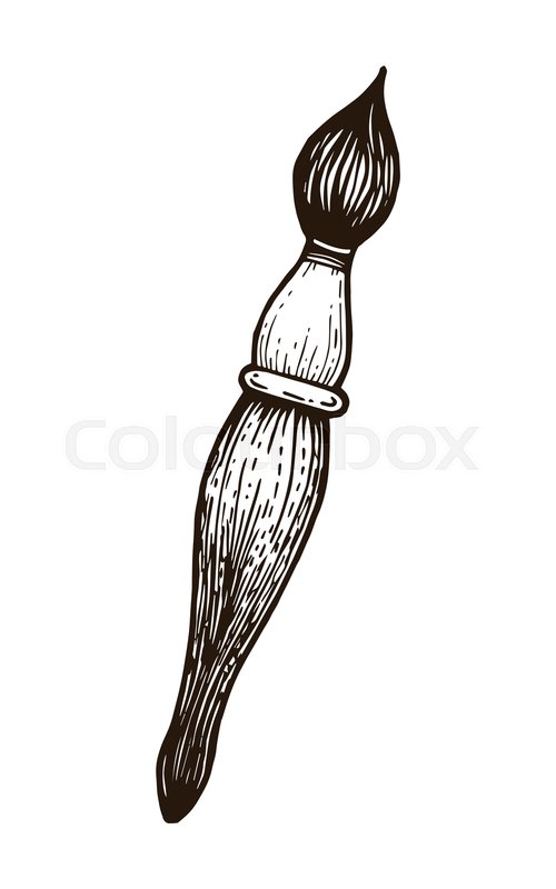 Sketch style paint brush coloring book for adults stock vector