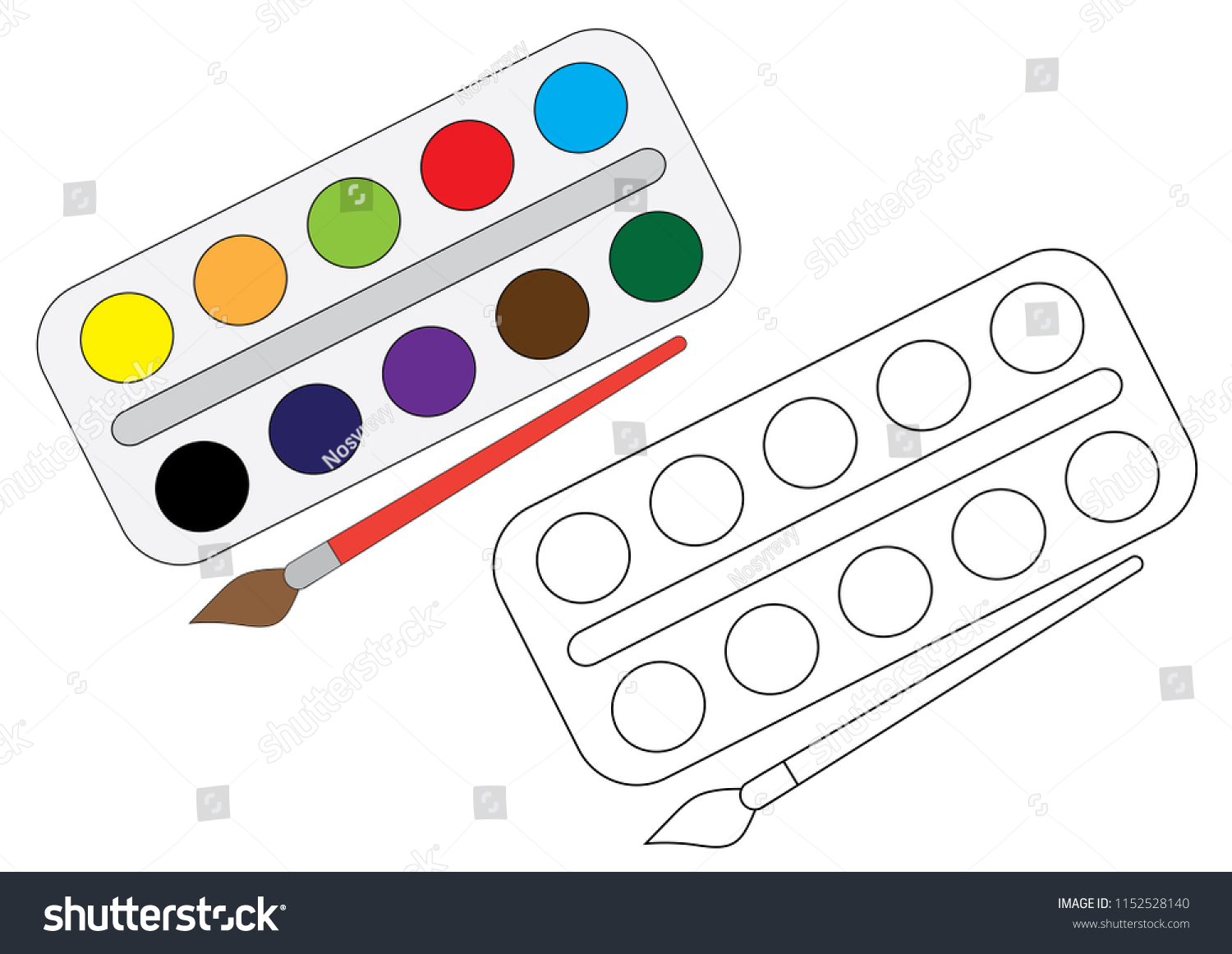 Watercolor paint brush coloring page vector stock vector royalty free