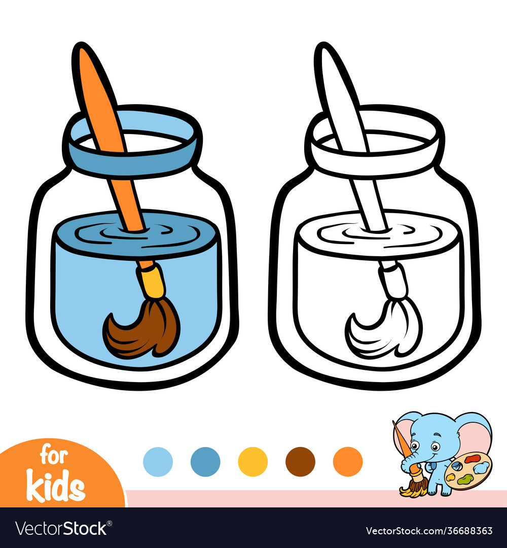 Coloring book paint brush in a jar royalty free vector image