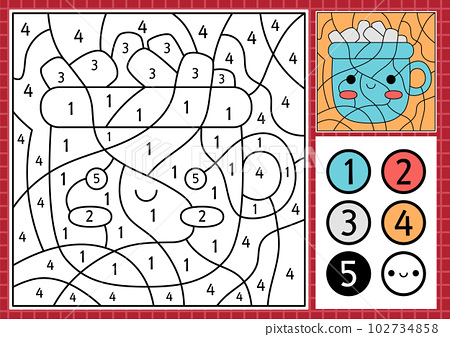 Vector christmas color by number activity with